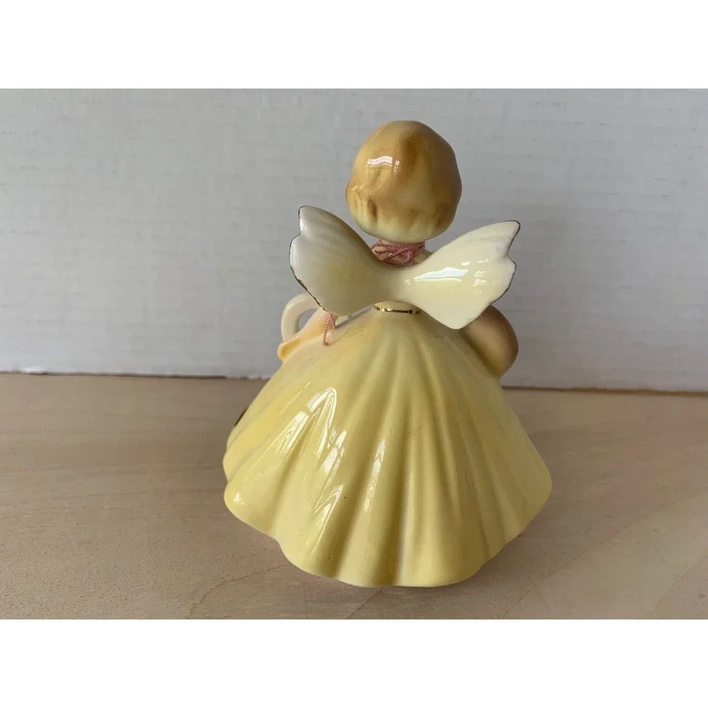 Vtg Josef Originals Birthday Angel Figurine Age 8 Japan Stickers Yellow Blonde